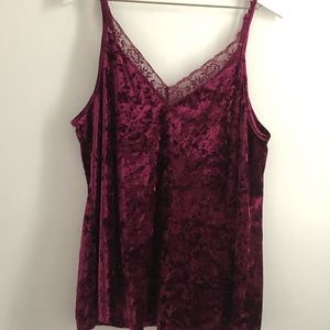 Torrid Berry Velvet & Lace Sleeveless Blouse Sz XL